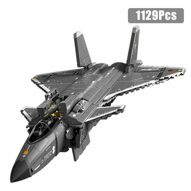 

Military Technical J20 Strike VTOL Aircraft Model Building Blocks City Army Airplane Weapons With Figures Bricks Toys Adult Gift