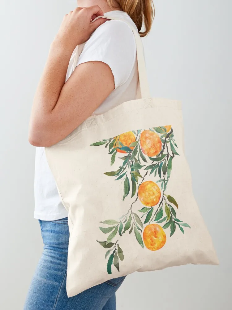 

hand painted orange watercolor Tote Bag tote bag university bag for beach eco folding large tote