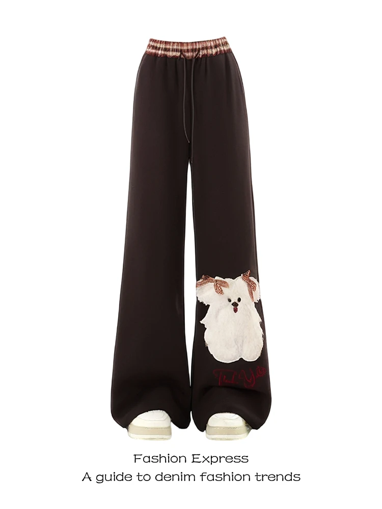 

Женские темно-серые мешковатые спортивные штаны Harajuku, повседневные брюки большого размера в винтажном японском стиле 2000-х годов, широкие брюки Y2k, одежда 2025