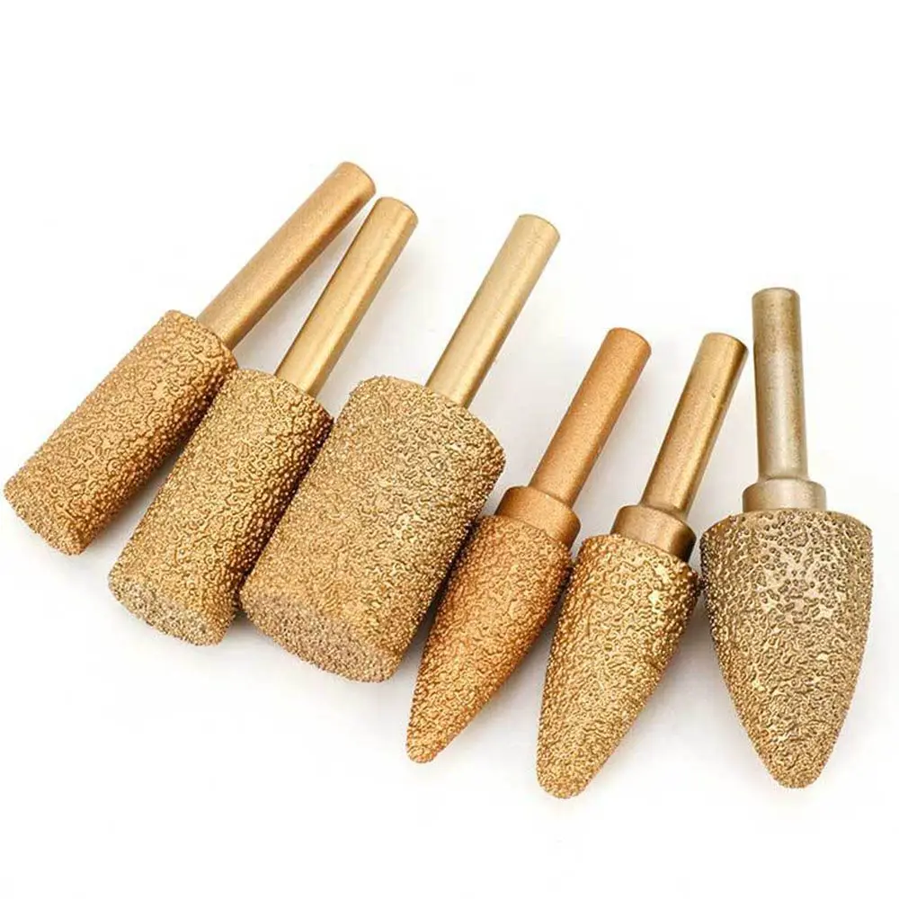 Diamond Coated Grinding Head Cylindrical Tip Grit Ball Shape Brazed Grinding Head Abrasive Tool For Electronic Grinder 8/10/15mm