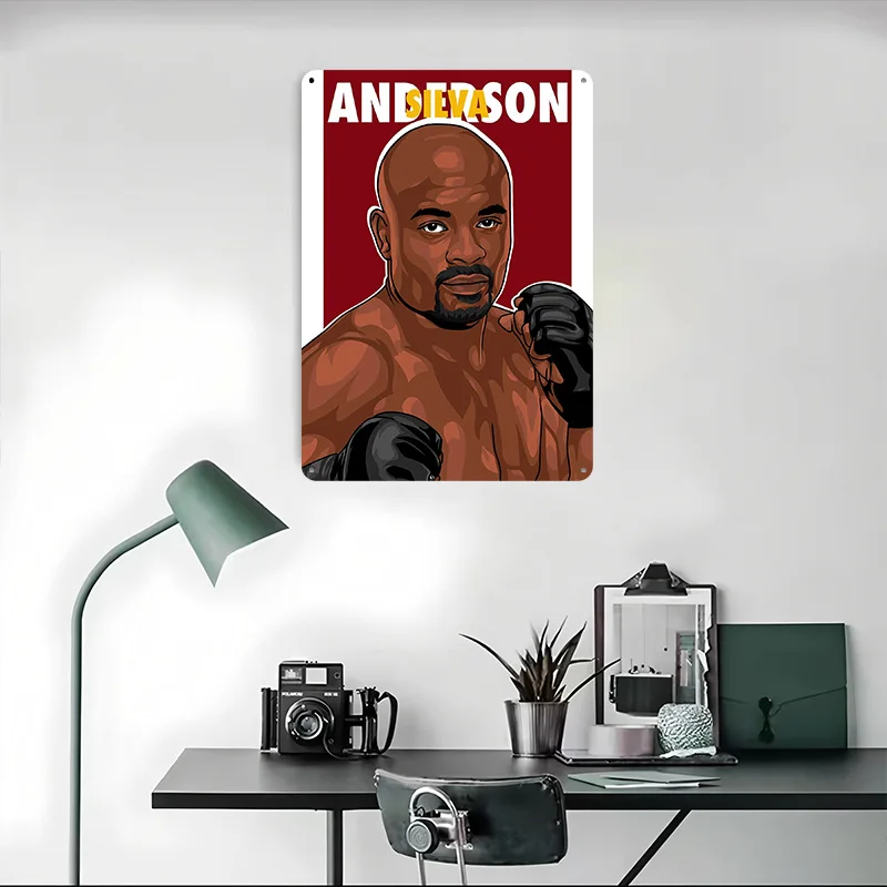 أندرسون سيلفا علامة معدنية الملاكمة جدار الفن رجل الكهف خمر ريترو تين علامات للمنزل غرفة الديكور الحلي فن الجداريات في