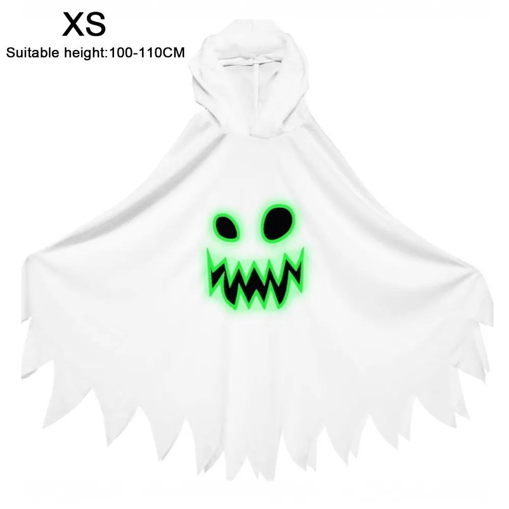 

Белый, черный костюм на Хэллоуин, светящийся в темноте, дизайн лица призрака, светящийся плащ, накидка, шаль, костюм тыквы, накидка для косплея призрака