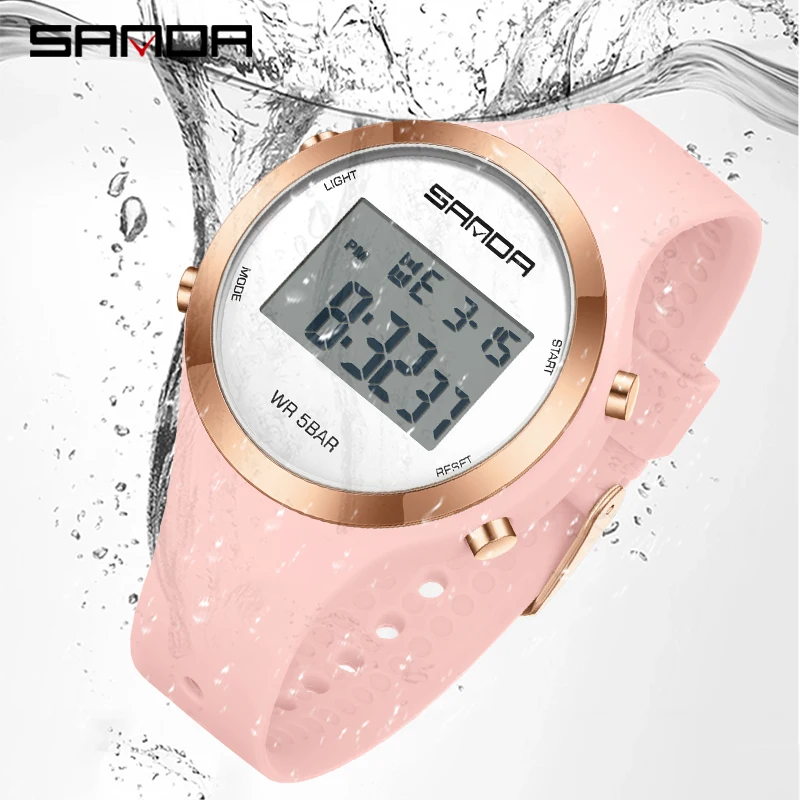 SANDA Girls Digital Watch Women Sports Watch For Women Alarm Clock WristWatch Ladies Waterproof Electronic Watches Children Gift