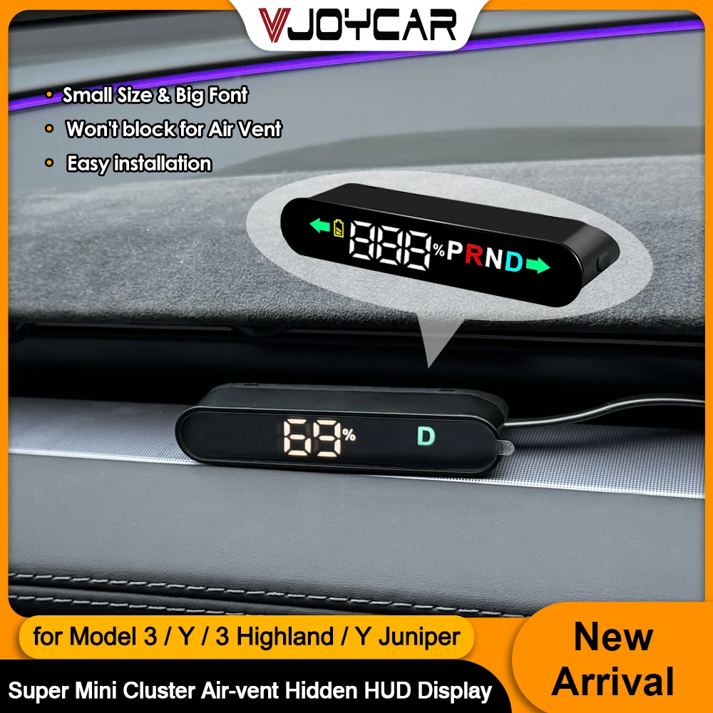 

Новейшая скрытая приборная панель Vjoycar HUD Mini Cluster для Tesla Model 3 Y New Y Juniper 3, интеллектуальный многофункциональный дисплей Highland