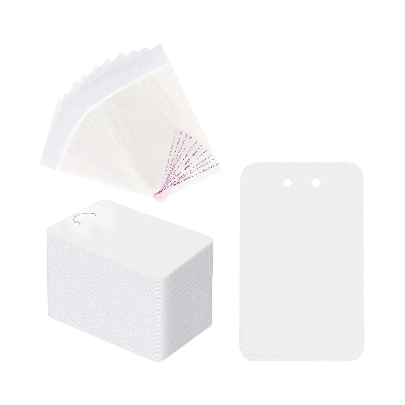 100x Keychain Display Cards with Self Sealing Bags Clear Pouch Rings Jewelry Packaging Supplies 3''X4.7'' Bracelet Display Cards
