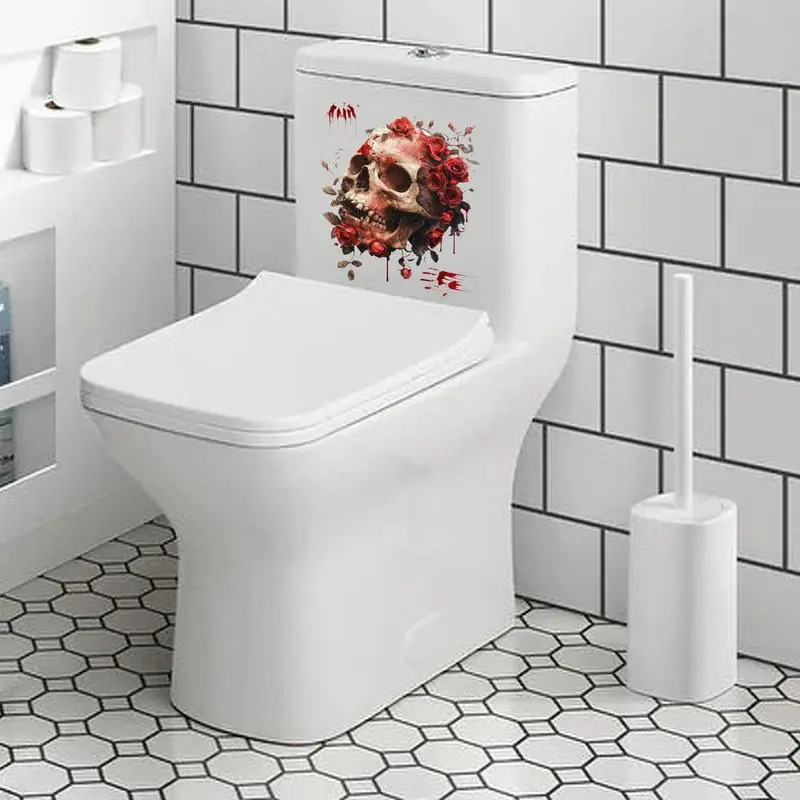 Halloween Toilet Lid Sticker D IY 3D Horrible Wall Decals For Home Bathroom Skull Horror Decor Dark Halloween Party Decoration