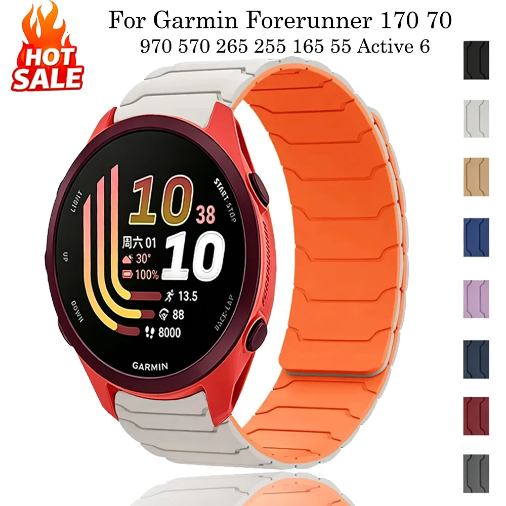 20mm 22mm Silicone Strap For Garmin Forerunner 170 70 970 570 Magnetic Comfortable Band for Garmin Active 6 5/Venu 3 2 Accessory