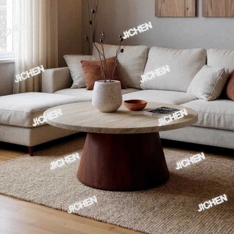 JCQ Neu Versandte Artikel Natural Coffee Table Combination B & B Living Room Household Round Corner Table