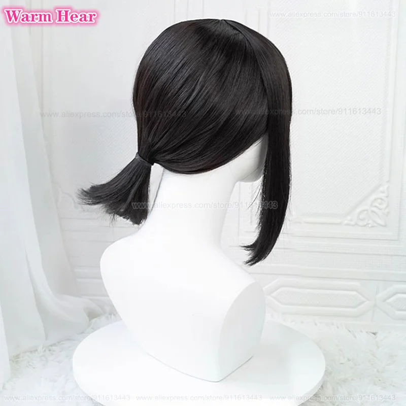 أنيمي Higashiyama Kobeni طويل 38 سنتيمتر ذيل حصان أسود تأثيري أنيمي شعر مستعار مقاومة للحرارة الاصطناعية الشعر هالوين شعر مستعار للحفلات + غطاء شعر مستعار