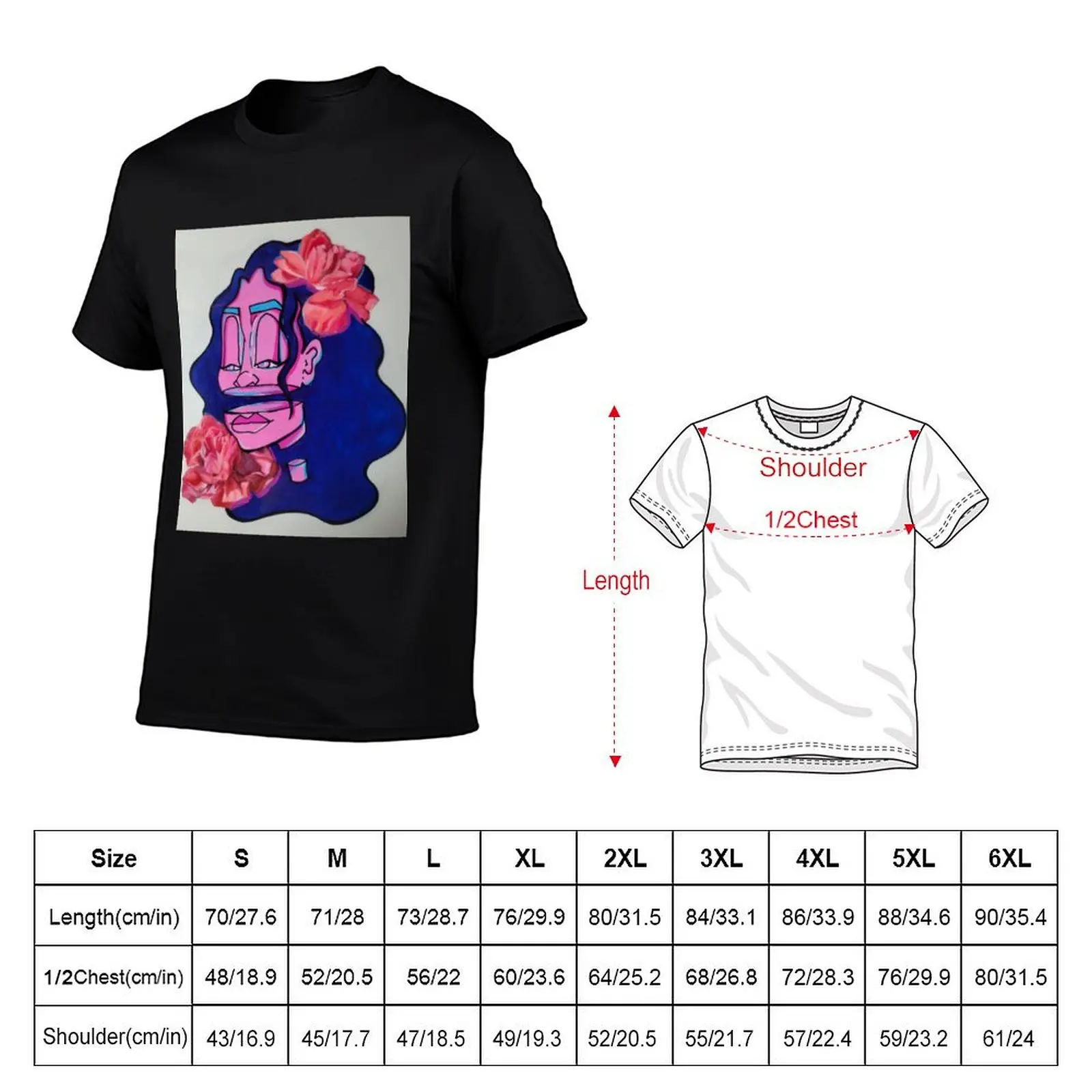 Deconstructed Portrait T-Shirt Basic Simple Casual Short Sleeve Tee