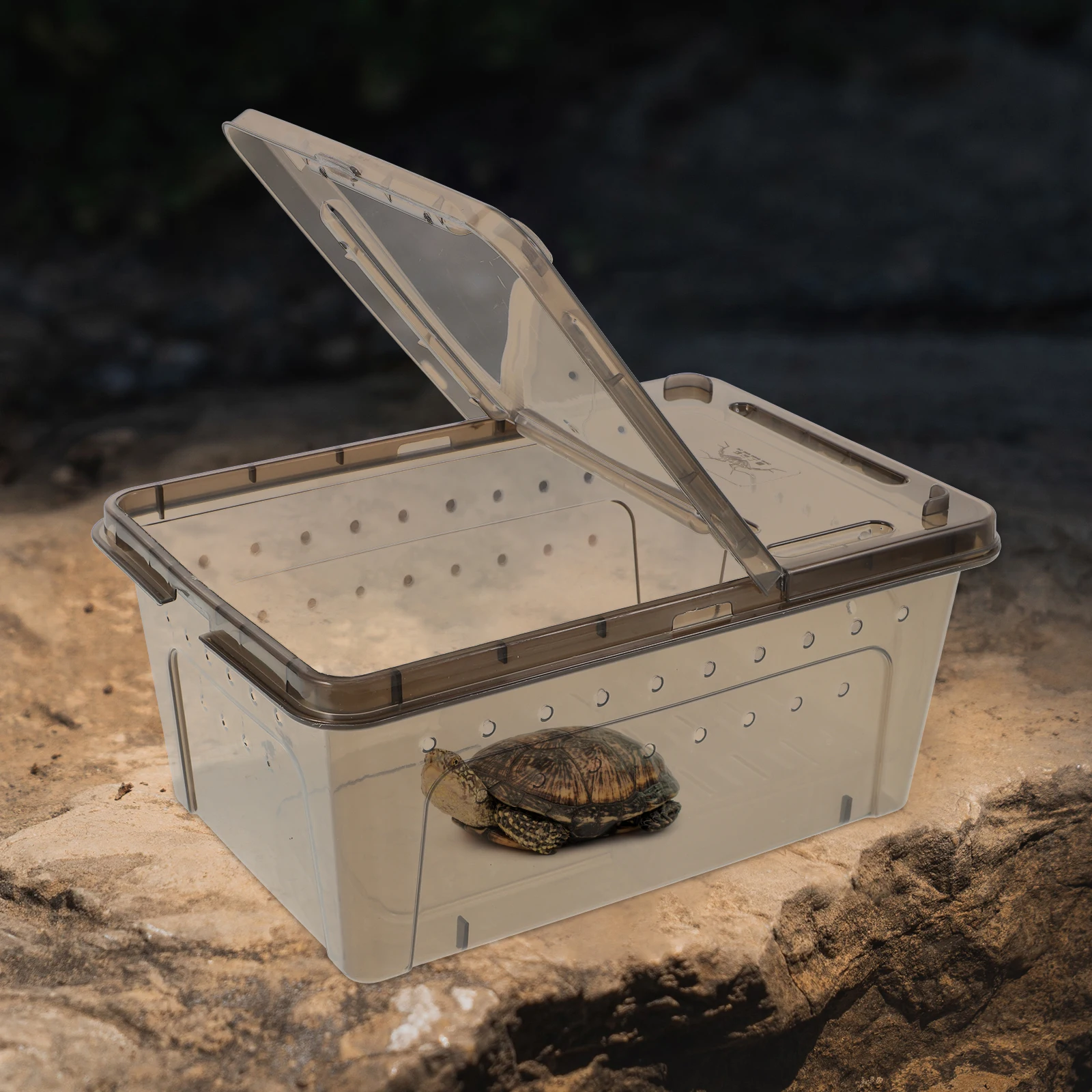 

Turtle Tank Black Plastic Large Deep Design Basking Platform for Digesting Climbing Exercising Tortoise Breeding Tank Aquarium