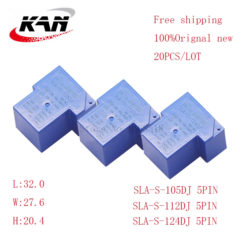 

Free shipping 20pcs Power relay SLA-S-105DJ SLA-S-112DJ SLA-S-124DJ 5VDC 12VDC 24VDC 20A 250VAC 5PIN Original New