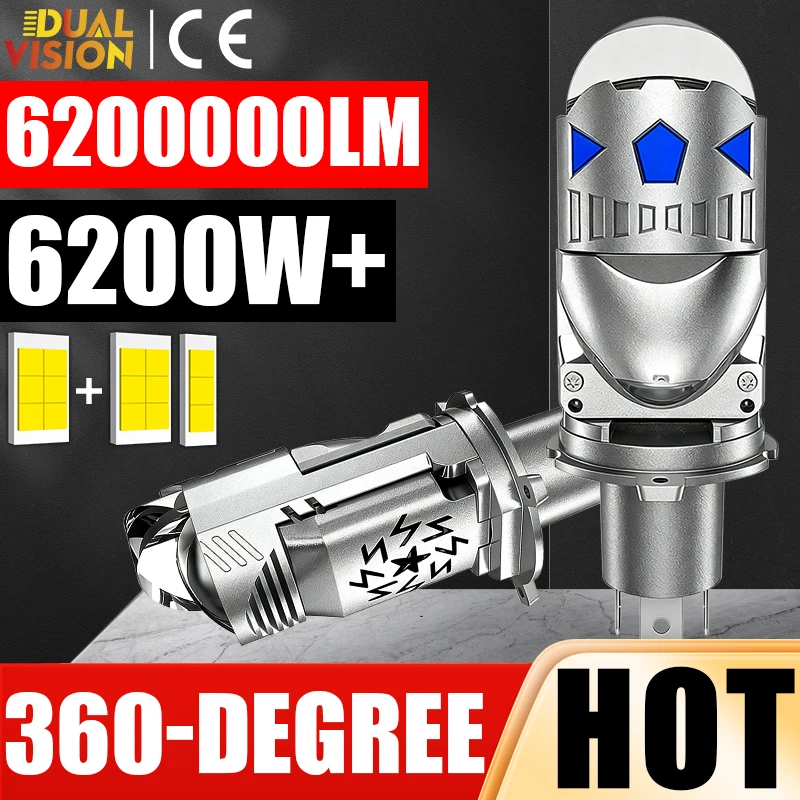 

Dualvision H4 Lens LED Car Headlights CANBUS Turbo Auto Bulbs H4 Bi High Low Beam Motorcycle Lights 1:1 Wireless Fog Lamps 12V
