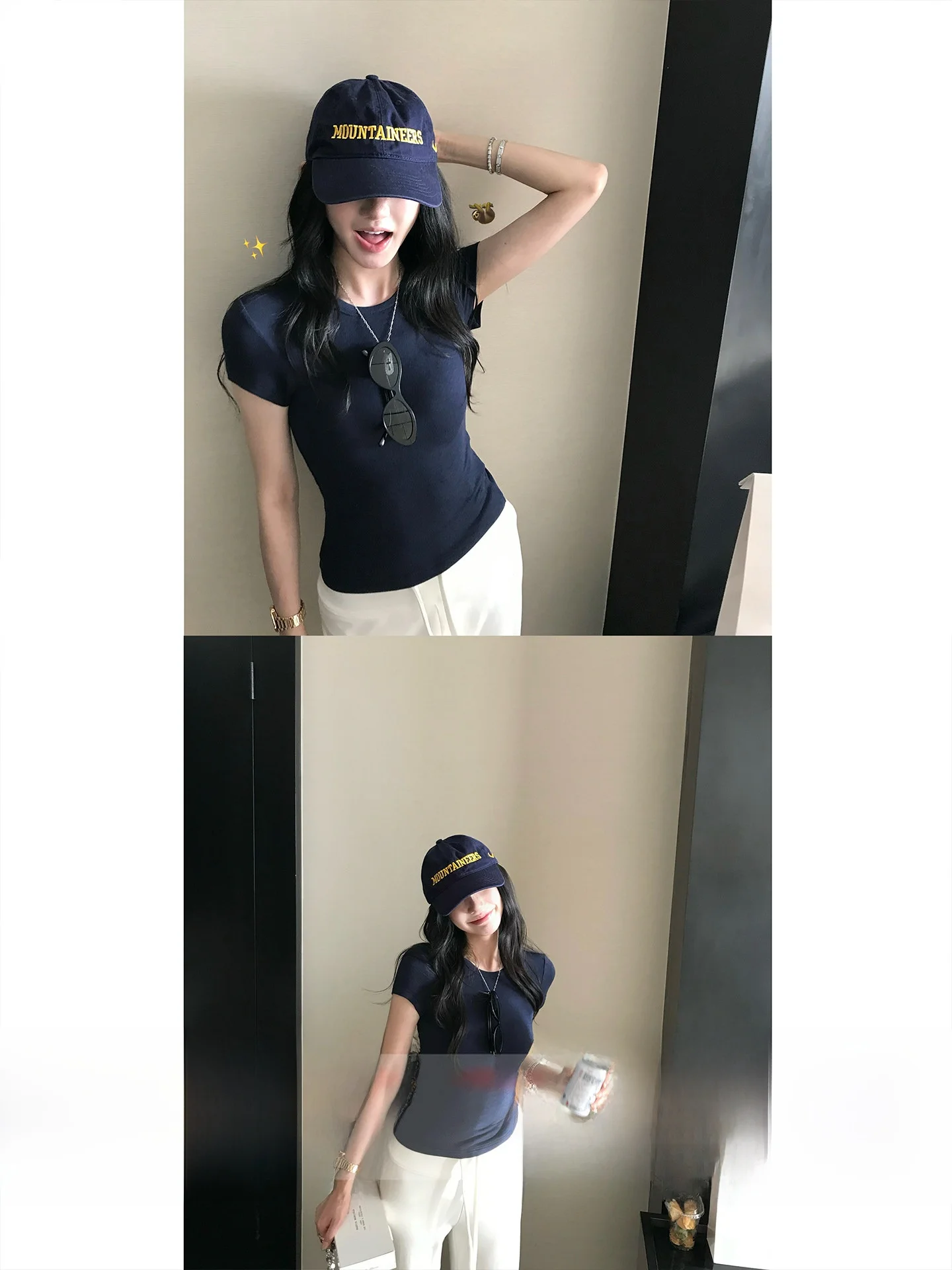 

Classic Slim Fit Short Sleeve T-Shirt Modal Cashmere Shoulder Width Regular Casual Women's Fashion Spring Season round Neck