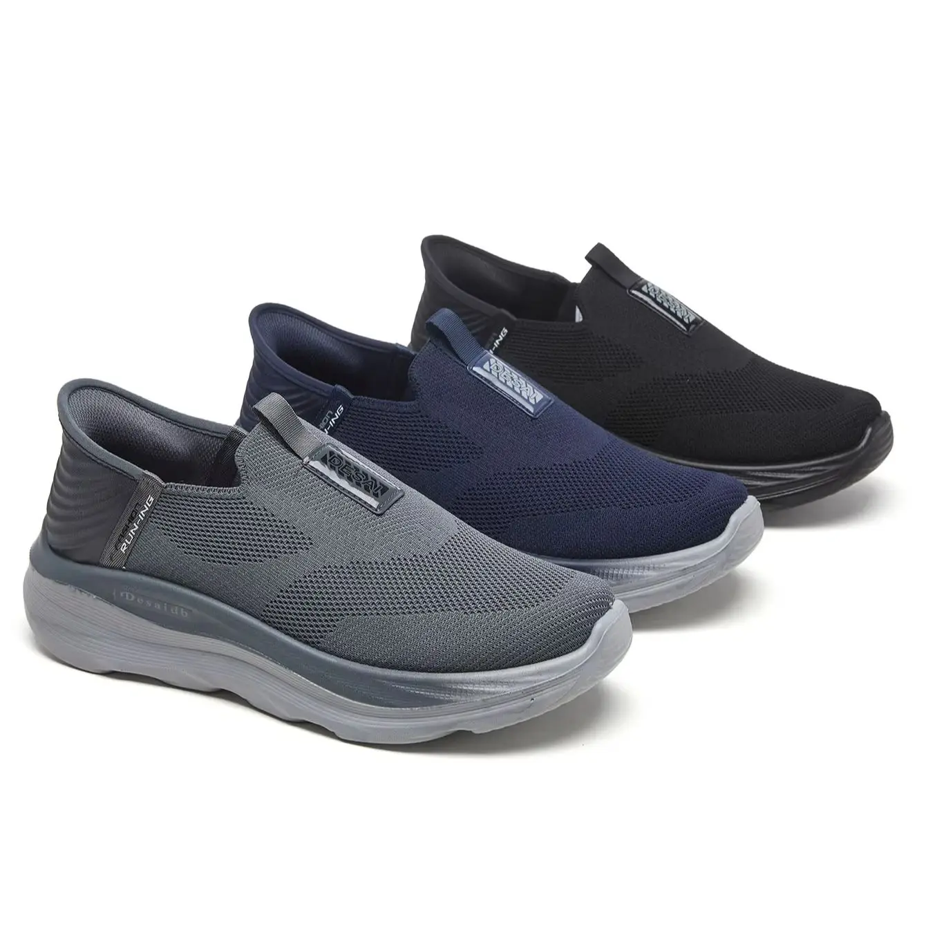 

Men Lightweight Slip On Low Top Non-slip Cushion Sole Breathable Mesh Sneakers Comfortable Daily Walking All Season Knitted Shoe