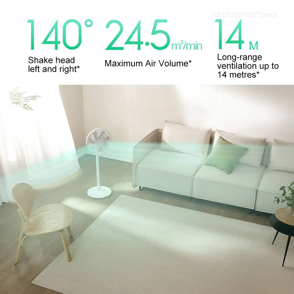 Xiaomi Mijia Smart DC Inverter Bodenventilator 1X Upgrade mit 7 Flügeln, 140 °   Weitwinkel-Luftstrom, geringer 25,6 dB geräuscharmer Ventilator, mit Mi Home APP
