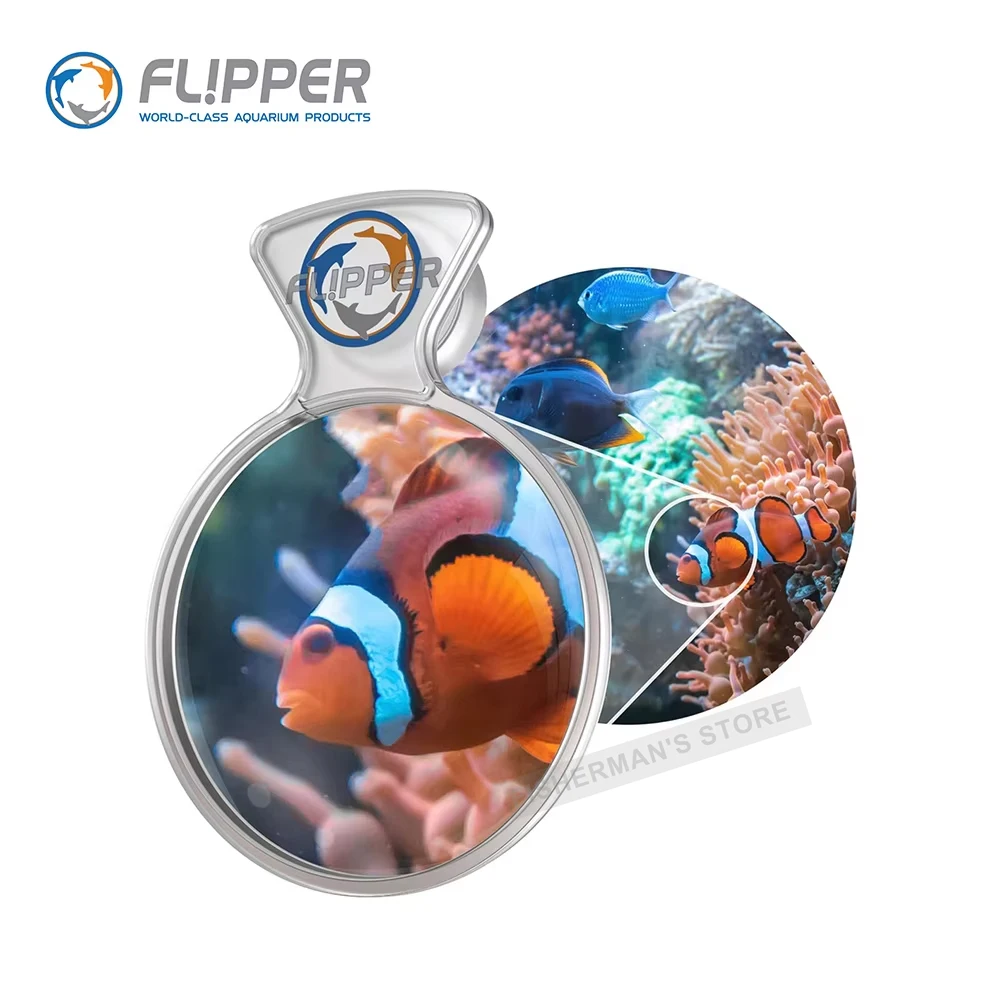 

Flipper DeepSee Glass Acrylic Freshwater Saltwater Fish Tank Clear 4” and 5” Standard Max Magnified Magnetic Aquarium Viewer