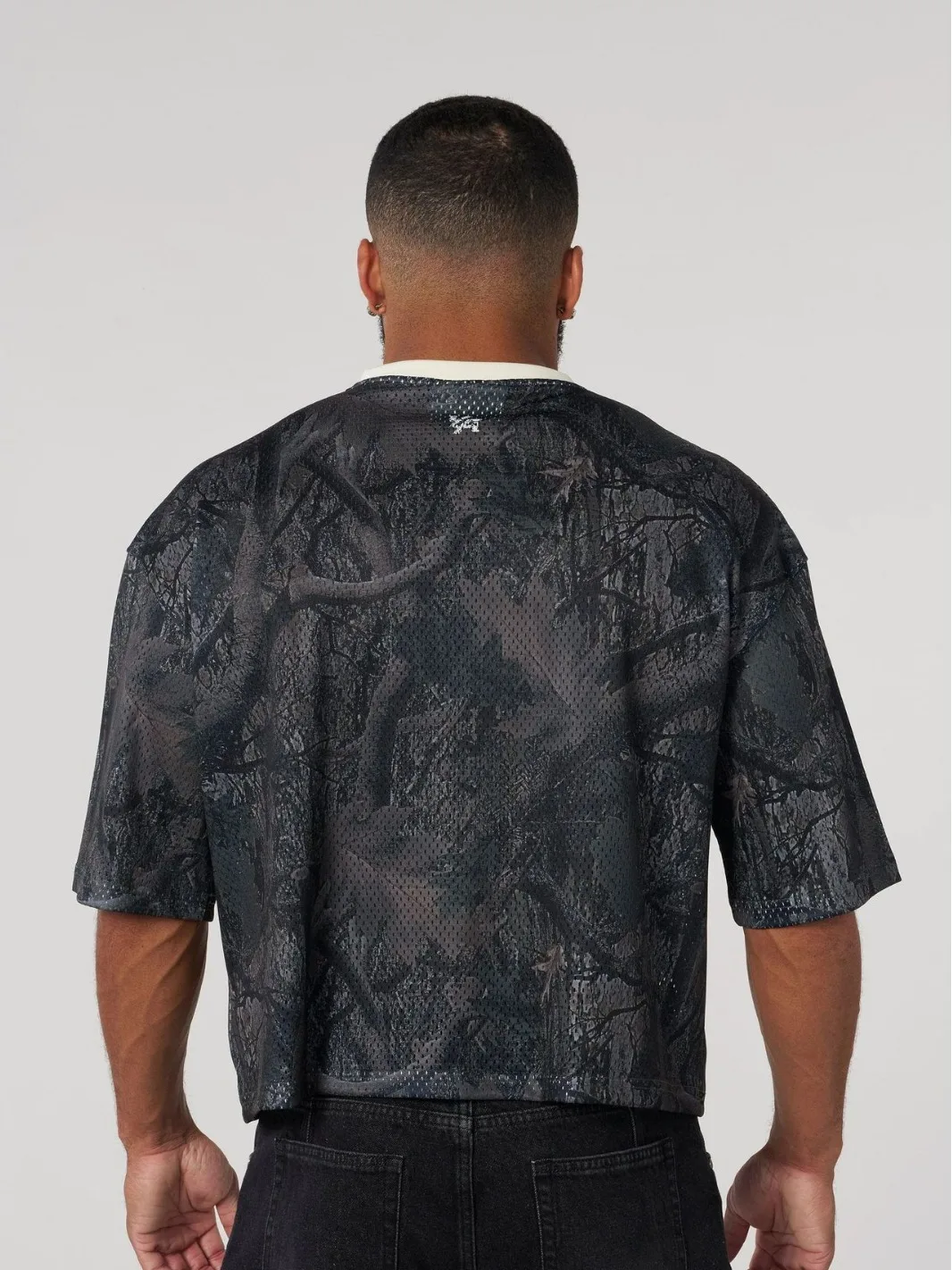 American new men's oversized T-shirt trend summer camouflage print short sleeve sports fitness quick-drying breathable mesh top