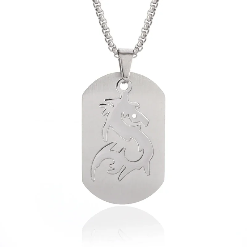 Eenvoudige roestvrijstalen dubbele dog tag ketting hooggepolijst titanium stalen hanger kan herensieraden zijn