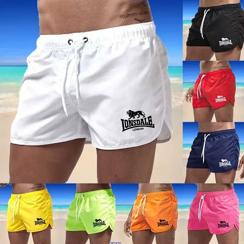 Men's Beach Shorts Lonsdale-Print Sport Running Pants Shorts Swimwear Movement Quick Dry Surf Shorts Swimwear