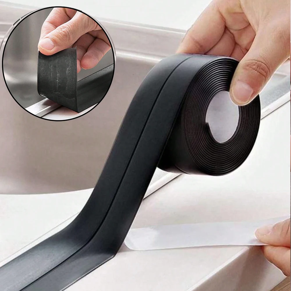 1 لفة من شريط مقاوم للماء بولي كلوريد الفينيل ملصقات مانعة للتسرب ذاتية اللصق سميكة قابلة للتشذيب قالب شق الكراك وباب مقاوم للتلوث #3
