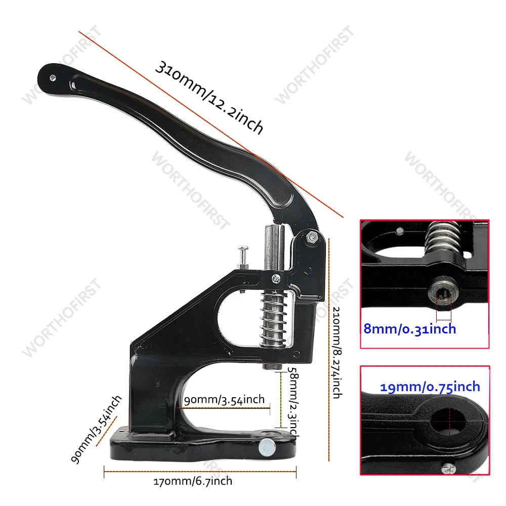 Punzonatrice a mano Pressa in metallo Muore per rivetti a doppio cappuccio Occhiello Occhiello Bottoni automatici Strumenti Stampo Accessori per cucire artigianali in pelle