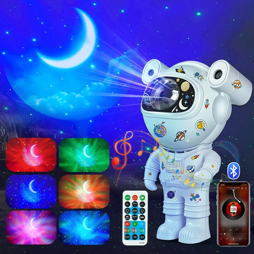 Astronaut Galaxy Projector Starry Night Light 360° Adjustable Design With Remote Control Bedroom Decorative Lamp Birthday Gift