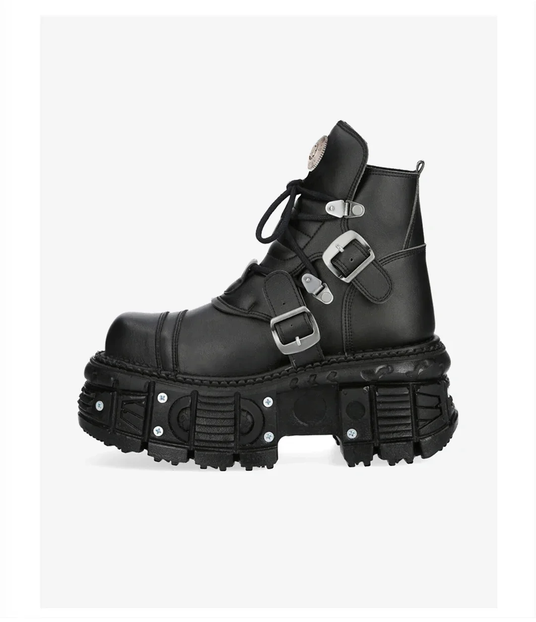 2026 New Genuine Leather Tank Sole Punk Short Boots Fashion Street Motorcycle Boots Short Boots Thick Sole Buckle Lace Up Boots