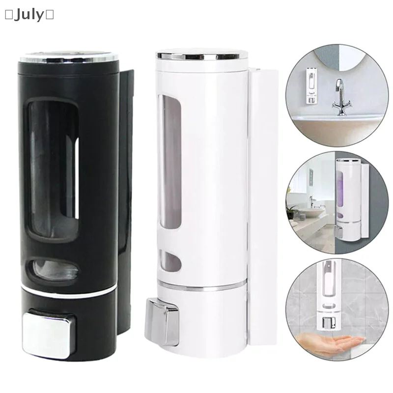 (7월) 400ml 샤워 비누 디스펜서 벽걸이형 샴푸 및 컨디셔너 디스펜서 접착식 손세정액 디스펜서