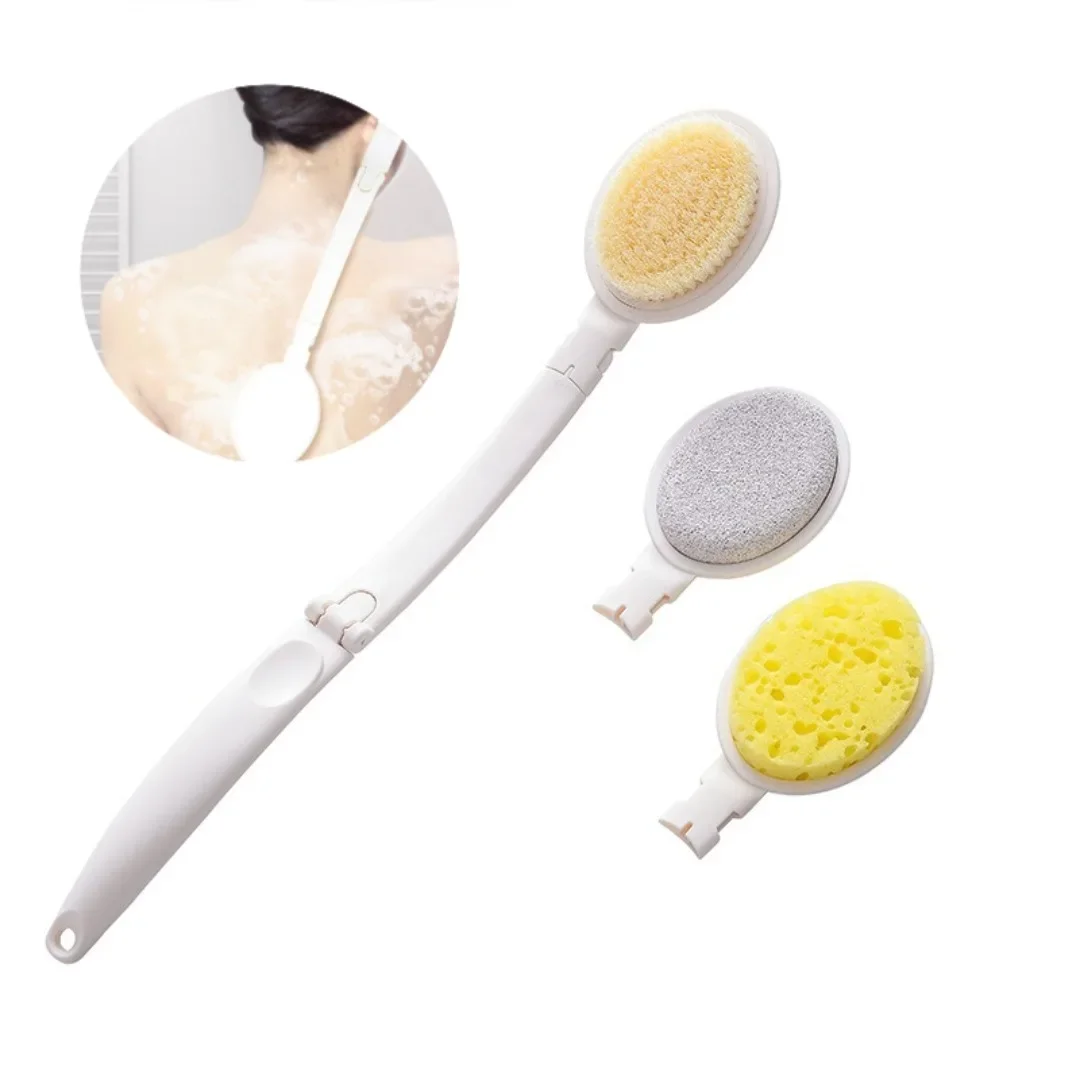 

1pc Long Handle Shower Sponge Brush Body Scrubber 3-in-1 Body Wash Brush Bath Sponge Lotion Applicator Skin Care Bath Supplies