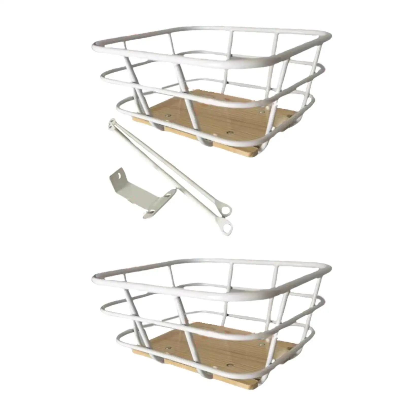 

Front Bike Basket Practical Heavy Duty Lightweight Portable Decor Trendy Easy Install Wood Base Iron Wire Bicycle Storage Basket