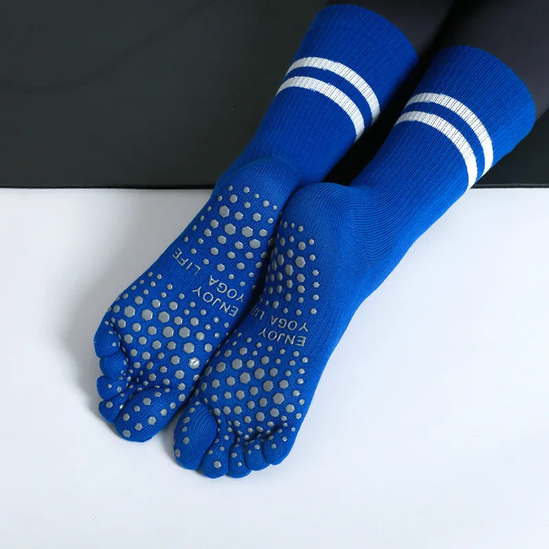Women Mid-tube Non-Slip Five Toe Pilates Socks Breathable Fitness Cotton Yoga Sock Ladies Gym Workout Ballet Dance Sports Socks image 2