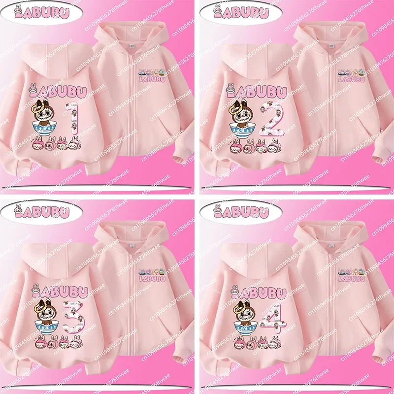 

Laububub 1-12 лет детская толстовка с капюшоном на молнии для мальчиков и девочек, весенне-осеннее пальто, милый мультяшный принт, повседневная рубашка