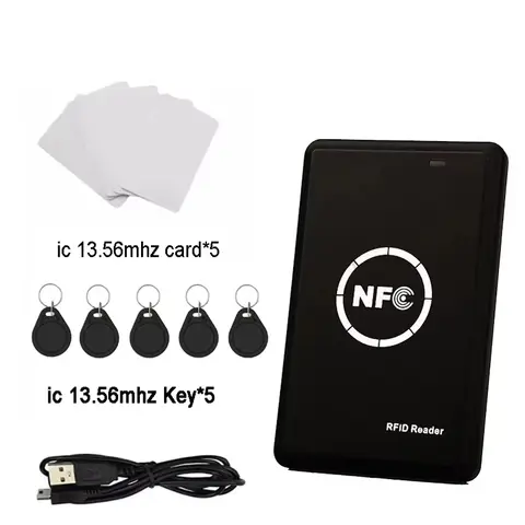 RFID Copier Duplicator 13.56mhz Key fob NFC Smart Card Reader Writer 125KHz Encrypted Programmer USB UID T5577 EM4305 Cards Tags