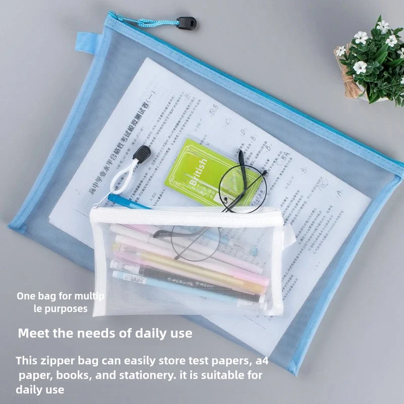 Zipper Mesh Bags A4/A5 Document File Folders For Student Pen Toy Stationery Organizing School Bags Office Supplies