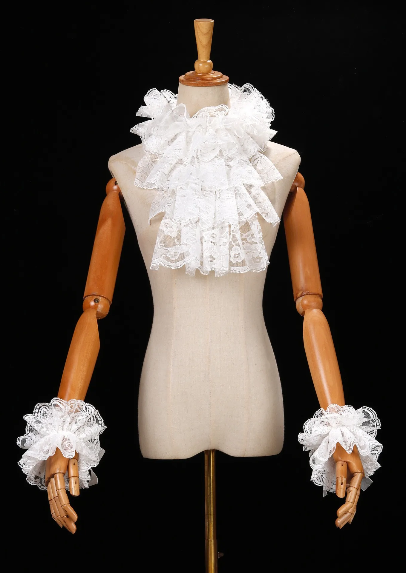 Renaissance Elizabethan Neck Ruff Collar Retro Vampire Ruffled Collar Women Ruffled Faux Collar Layered Neck Ruff Wrist Cuff
