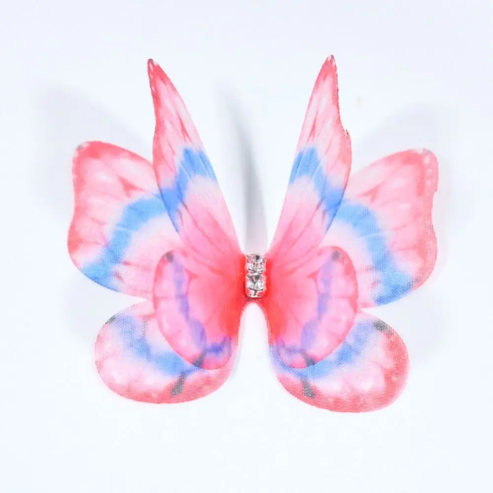 Tissu Organza 3D papillon Appliques dégradé de couleur Double couche en mousseline de soie papillon brodé patchs translucides