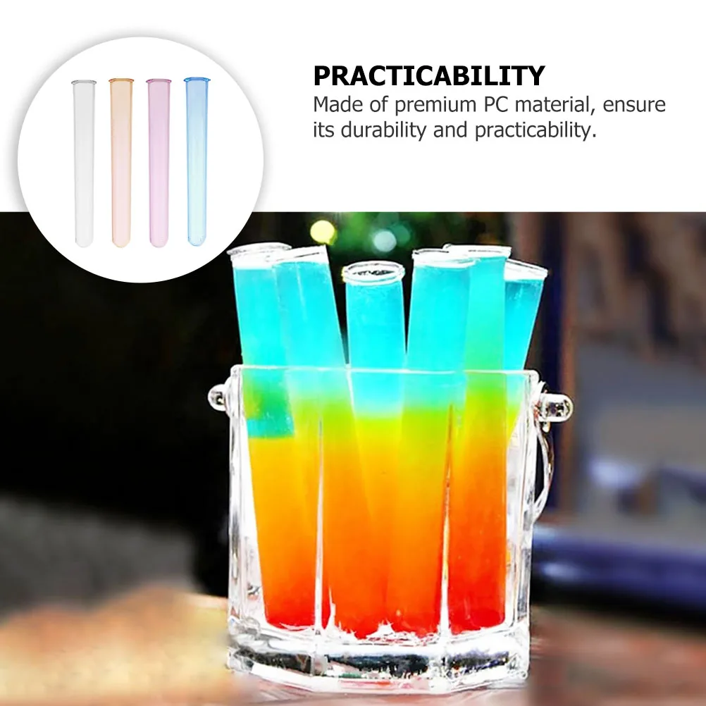 

4Pcs Test Tubes Colored Pc Material High Transparency Reusable Round Bottom Liquid Storage for Laboratory School