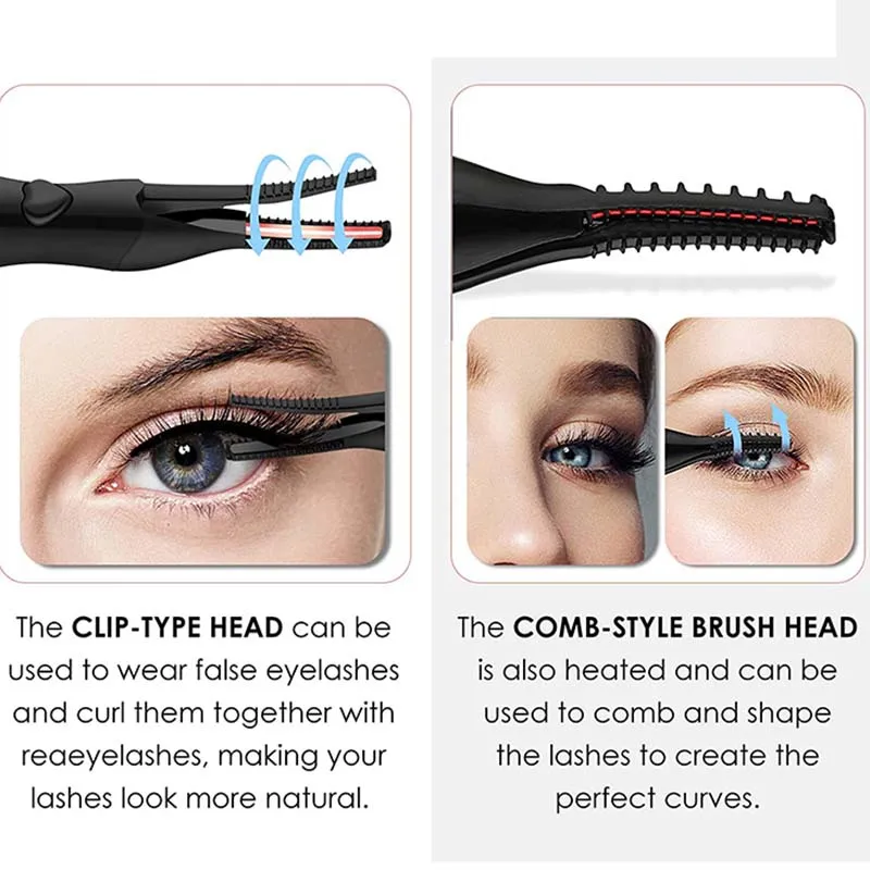 Портативные электрические щипцы для завивки ресниц с подогревом, USB перезаряжаемые, естественная завивка, прочный, быстрый нагрев, зажим для макияжа