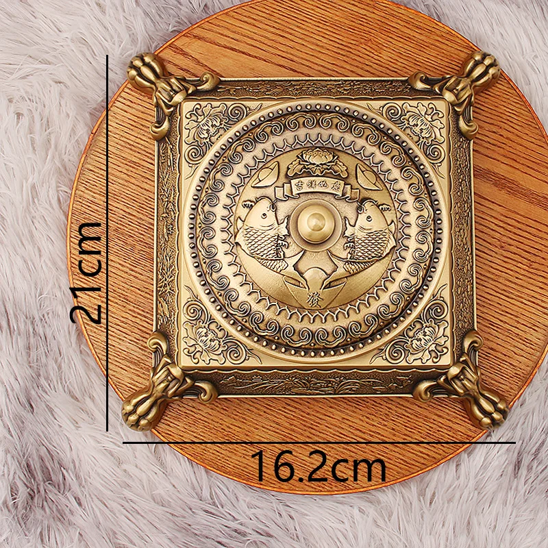 Brass Lid Office Living Room Extra Large Plum Orchid Bamboo Chrysanthemum Vintage Ashtray Desktop Ornament Craft