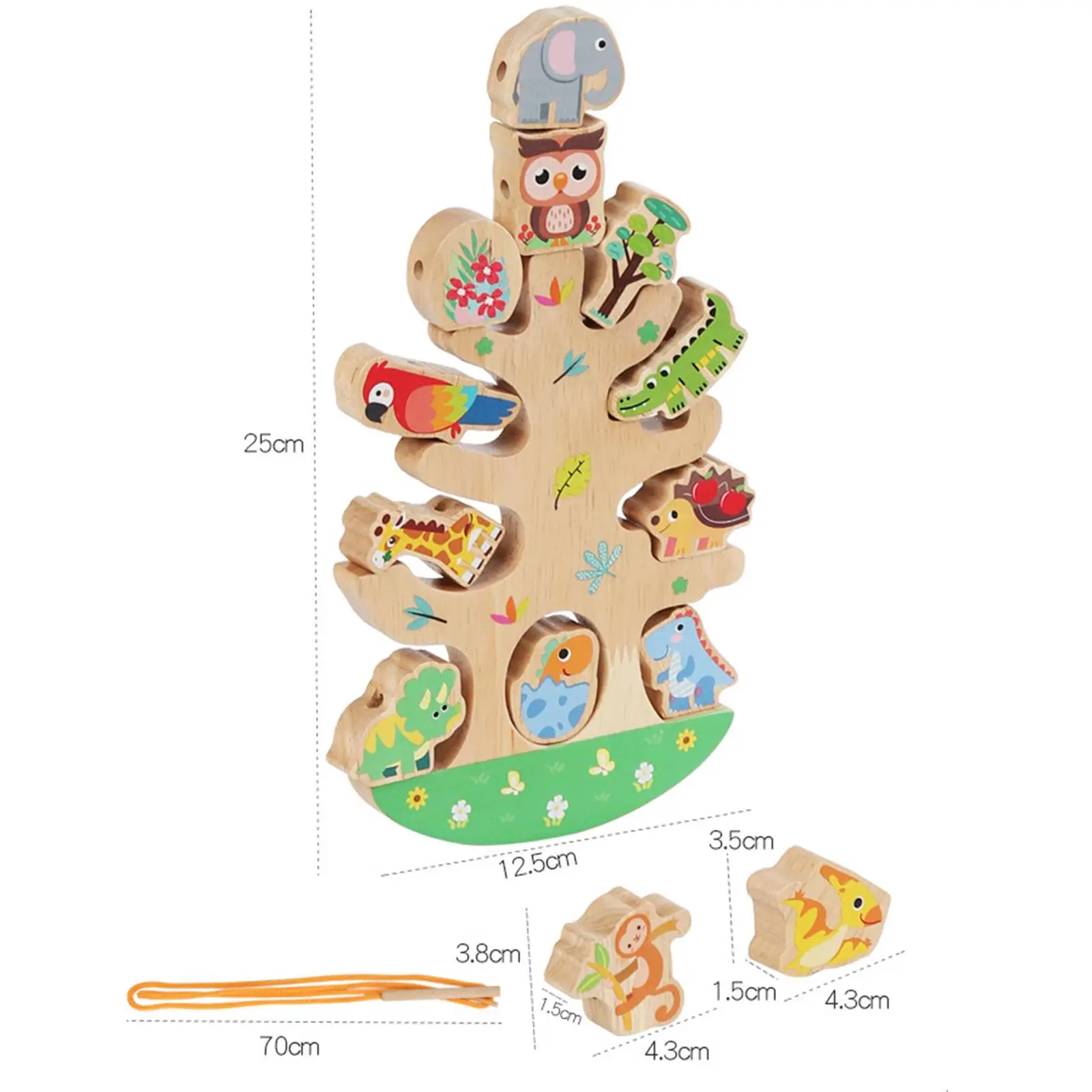 Wooden Animals Stacking Toys,Wooden Lacing Beads Preschool Toy,Wooden Blocks