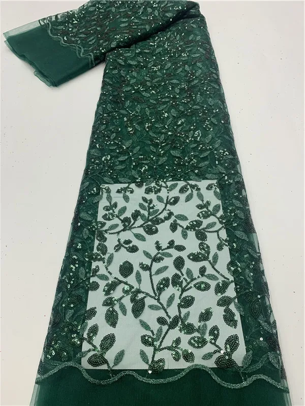 

Зеленая французская кружевная ткань с блестками, 2023, Высококачественная африканская 3D кружевная ткань, нигерийская вышивка, тюль, кружевная ткань