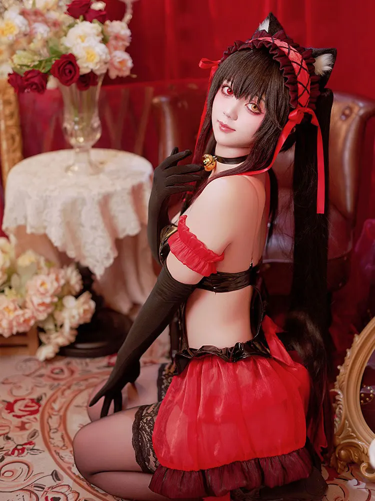Tokisaki Kurumi Bunny Dress Cosplay Costume - Anime Women Sexy Lingerie Dress Party Suit, Halloween Carnival Uniforms Custom Mad