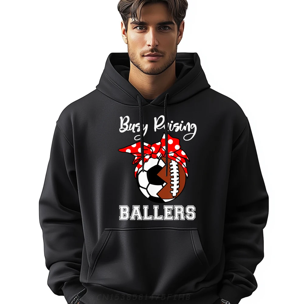 

Busy Raising Ballers Funny Football Round Neck Hoodies Summer Hoodies Long Sleeve Hip Hop Gift Idea Sweatshirts Street Man