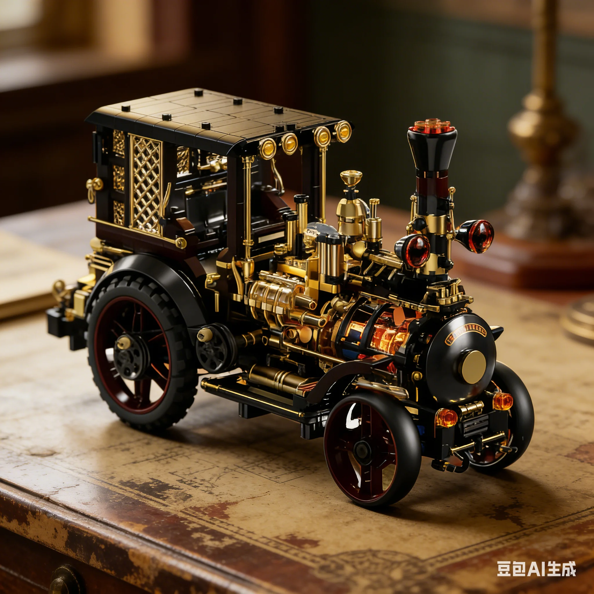 

New 1331pcs retro mechanical steam car building blocks city retro steampunk car desktop decoration brick gift toy