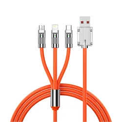 3 in 1 Fast Charging Cable for iPhone iPad Samsung Android Smart Phone(1.2M/4FT)