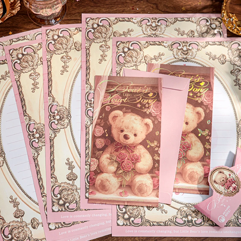 مجموعة أظرف ورقية مكونة من 36 قطعة من سلسلة أغنية القلب على شكل قلب الدب يمكنك صنعها بنفسك رسالة عطلة بركة حب رسالة حب رومانسية هدية إبداعية