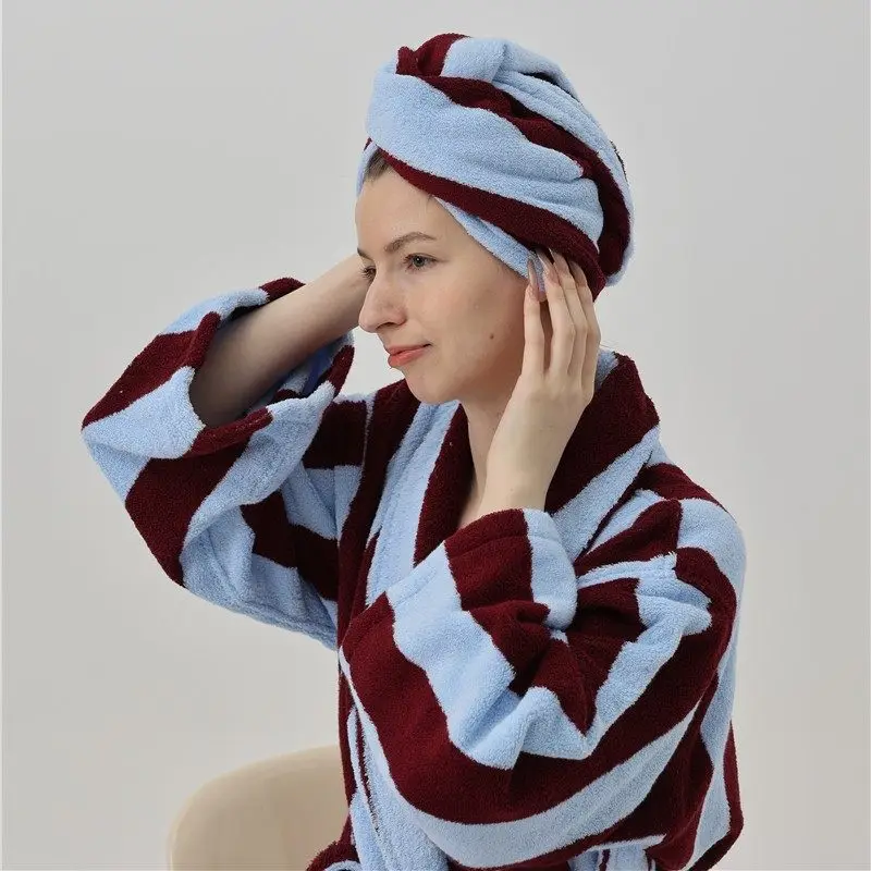 

Retro Pure Cotton Hair Drying Cap Soft Cotton Thickened Hair Towel for Bathroom Absorbent Quick Drying Shower Cap Hair Towel