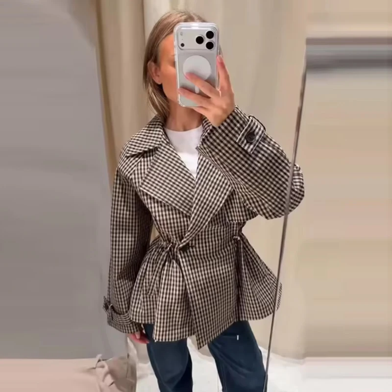 Jackets & Coats Women's Autumn 2026 New Chic Plaid Youth Loose Elegant Warm Fall Women's Jackets Street Leisure Travel Coats
