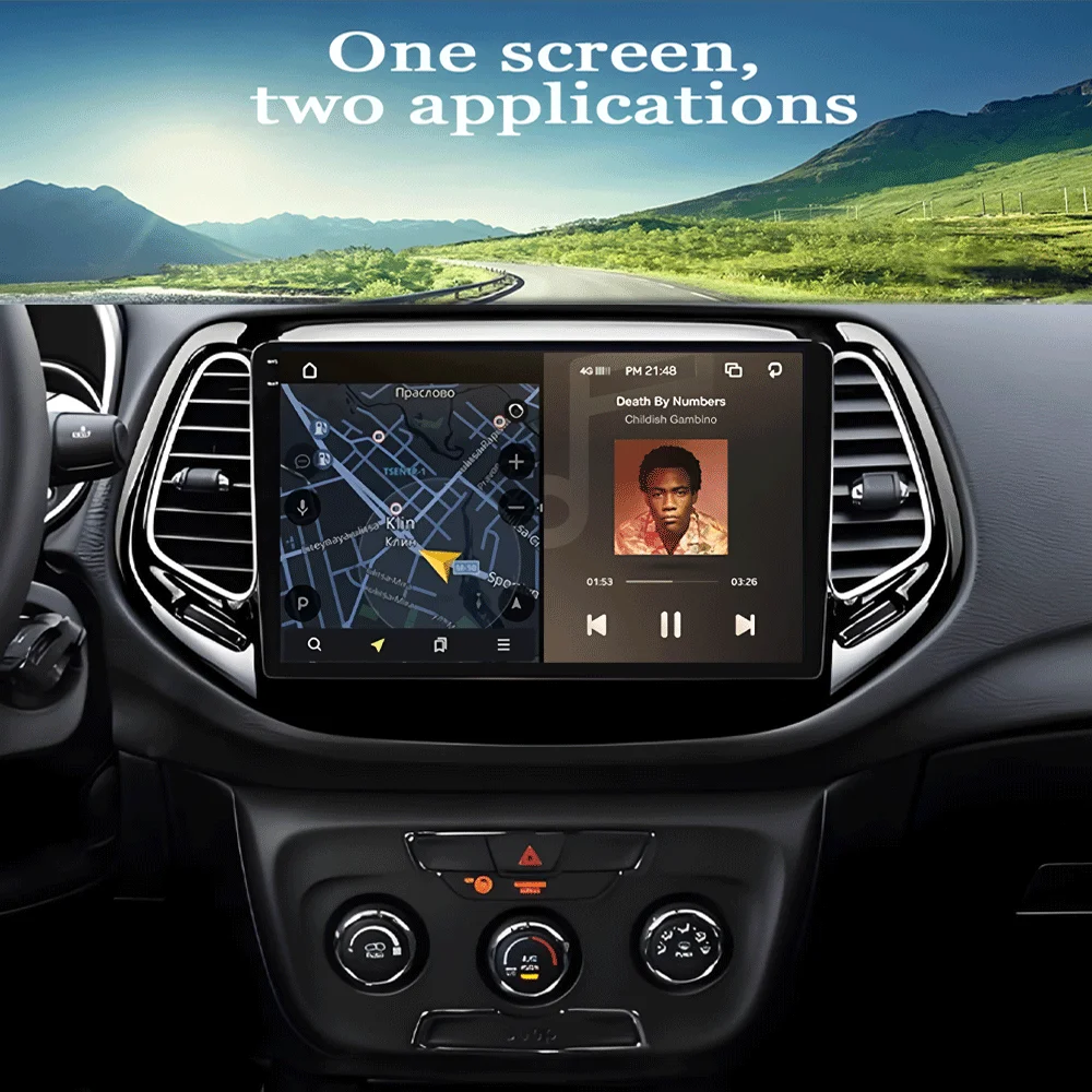 Android 16 Video Player Carplay Auto WIFI+4G For Jeep Compass 2017 2018 2019 Car Radio GPS Stereo Multimedia  2din Head Unit DSP